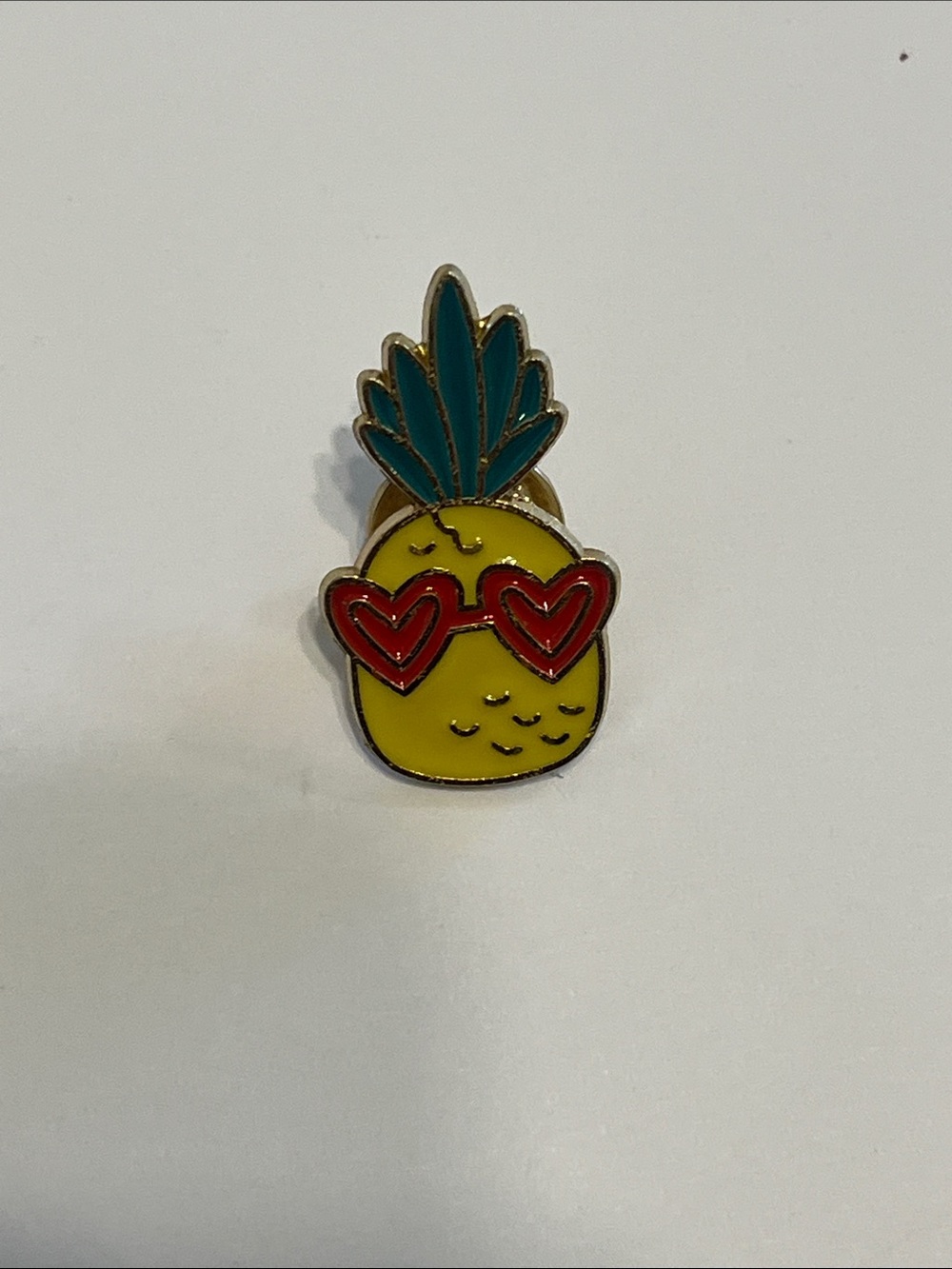 Cute Pineapple Enamel Pin with Heart Sunglasses
